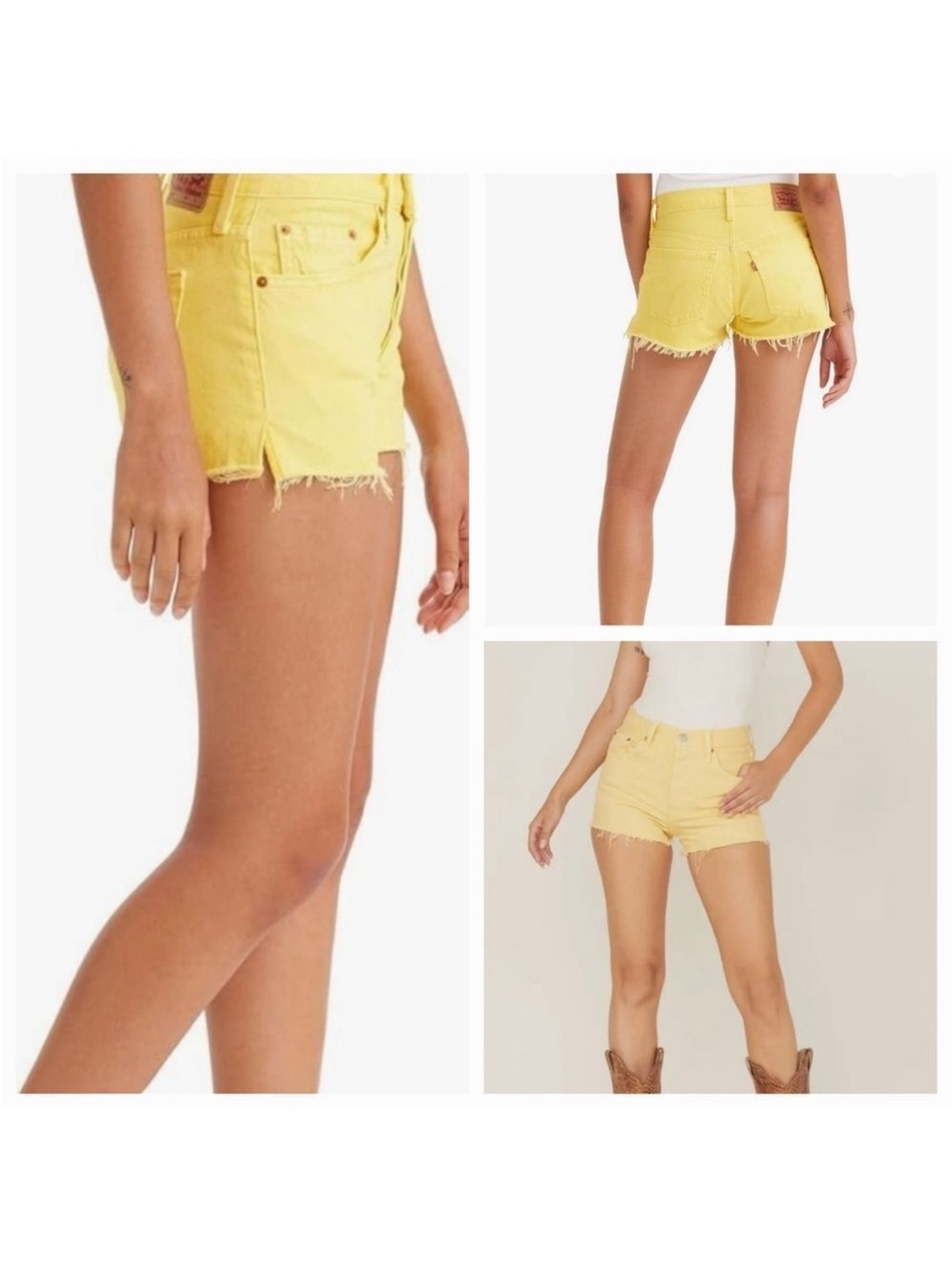 Levi's 501 Yellow High Rise Button Fly Denim Shorts Size 31